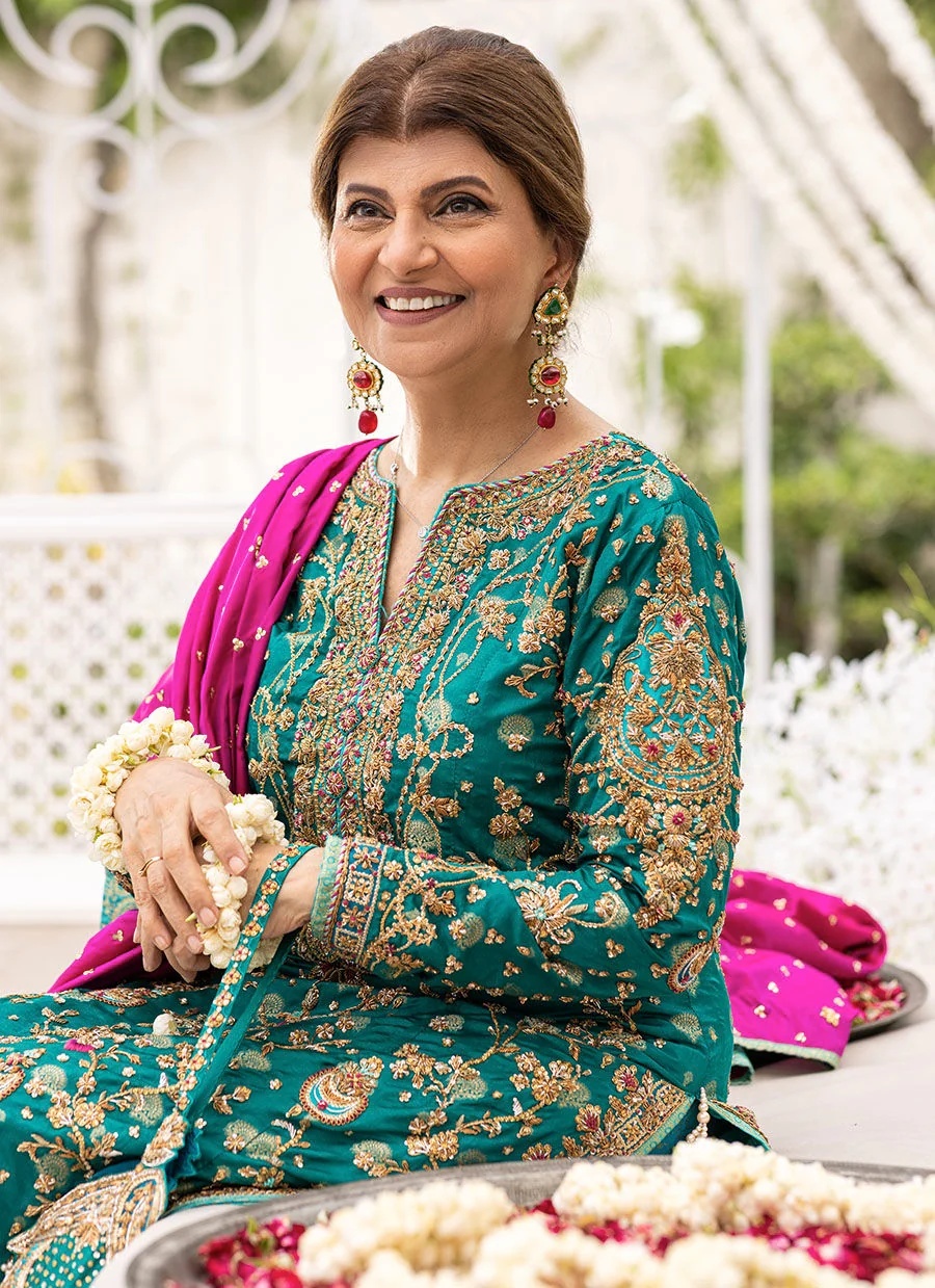 Avisa Emerald pakistani fashion outfit in blue, aqua, green, emerald…